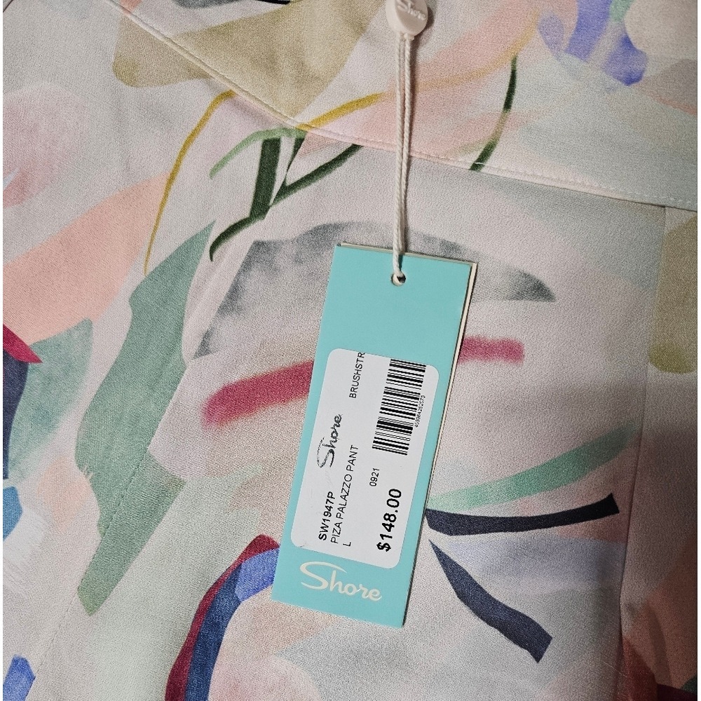 NWT Summer Wide Leg Trousers Palazo Pants Abstract Print By Shore Size L - Picture 4 of 14